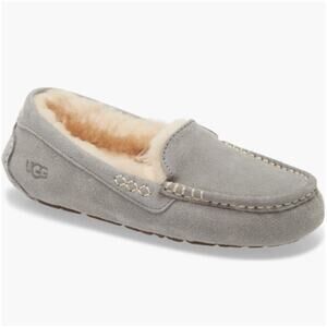 UGG Women's Ansley Light Grey Suede Slip On Slippers, size 7